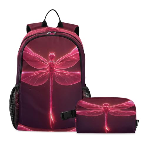 Sac d'école libellule rose robuste de qualité supérieure