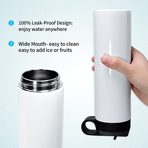 Agh 20 Oz Sublimation Sports Water Bottle Blanks With Straw & Handle Lid Straight Tumblers Stainless Steel Metal Vacuum Insulated Flask For Glitter Vinyl, Sport Outdoor Travel 4Pcs #TOP4