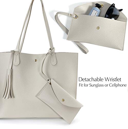 Image of Minimalist Clean Cut Pebbled Faux Leather Tote Womens Shoulder Handbag