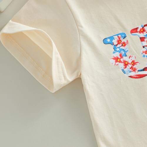 Image of Kids Toddler Girls 4th of July T-Shirt Coquette Bowknot Patriotic USA 250 American Flag Independence Day Top