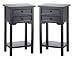 Set of 2 Black Table with 2 Drawers