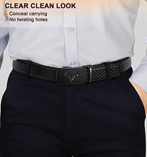 Image of BULLIANT Men belt 2Pack,Leather Ratchet Belt for Gift Men Dress Casual Jeans 1 3 /8 inch,Cut for Fit