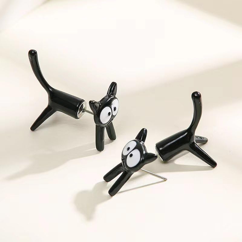 Cute Black Cat Stud Earrings - Sweet & Cute Animal Jewelry Gift for Women - Clip On Earrings for Halloween Decor - Image 5