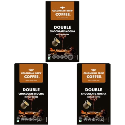 Image of Colombian Brew Double Chocolate Mocha Instant Coffee, No Sugar Vegan, 50g (Pack of 3)