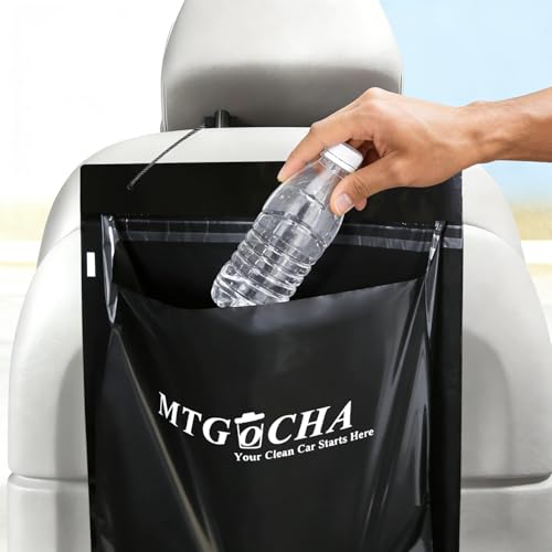 Image of Disposable Car Trash Bags Hanging (Set of 60) - Leak-Proof, Smell-Proof, Recycled Car Garbage Bags, Automobile Trash Container, Road Trip Essentials, Black-Medium