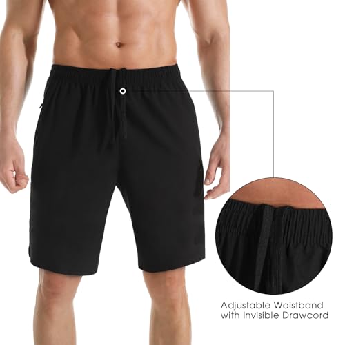 Gerlobal Men's 9" Athletic Running Shorts Lightweight Quick Dry Gym Workout Shorts with Zipper Pockets Black,Small by Gerlobal - Used condition - Image 5