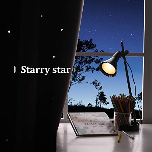 NICETOWN Star Laser Cut Blackout Grommet Top Window Curtains for Kids Bedroom or Nursery, Kids Curtains for Baby Nursery, Short Window Covering for Loft Bathroom, 1PC, 34 in x 63 in, Black - Image 4
