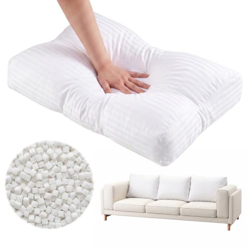 Image of Leinuosen 3 Pcs 16x26 Shredded Memory Foam Couch Back Cushion Replacement, Zippered Pillow Inserts with Breathable Polyester Satin Cover, Lumbar Support for Sofa Chair Floor, Fits 18x28 Pillow Cover