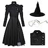 Appwincosly Eelphabbaa Costume, Wicked Costume Women Set with Hat & Glasses, Black Dress for Halloween Cosplay Themed Party (Black, Adult-XL)