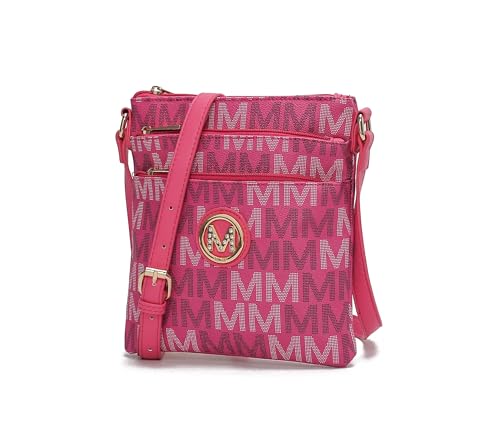 MKF Collection Bolsa tiracolo feminina, de couro vegano, com zíper triplo, bolsa cruzada, bolsa de ombro com alça Mia K, Lemuel Fuschia, Small