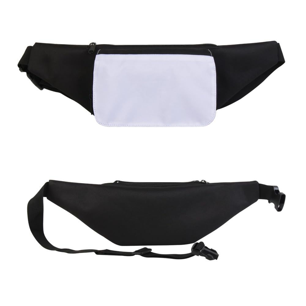 6 pz sublimazione vuoto donne uomini bianco corsa marsupio marsupio marsupio con cinghia regolabile zip stampa trasferimento di calore fai da te per escursionismo, viaggi, ciclismo, festival, sport
