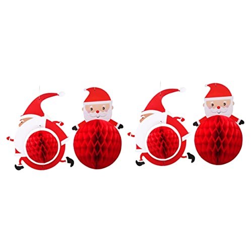 Artibetter 4 Piezas De Papel Santa Árbol Adornos Colgante De Pared Vacaciones Decoración Claus Colgante Tema Favor Decoración Panales Colgantes Panal Temática Flor Navidad Ornamento DIY