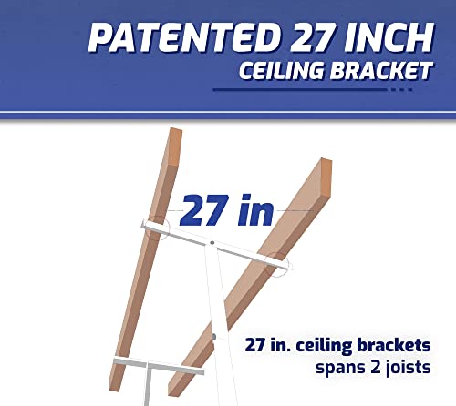Saferacks Overhead Garage Storage Rack, Heavy Duty Racks For Garage W/ 600 Lb Capacity, Easy Garage Storage Adjustable Storage Rack Ceiling Mount Storage For Garage 4X8 White, 18"-33" (2 Pack) #TOP5