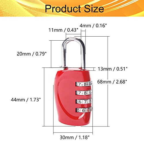 Image of 2Pcs 4-Digit Combination Padlock Shackle Zinc Alloy Resettable Padlock Gym Lock Waterproof for Gate & Door Hasps Toolboxes Spray Paint Scarlet 4mm Lacth Handle Diameter