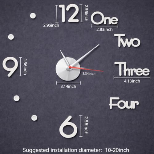 Image of PulGos 90cm Giant DIY Wall Clock - 3D Modern Number Sticker for Home, Office, Living Room, Bedroom & Hall - Large Frameless Self-Adhesive Wall Decor - Stylish Acrylic Statement Timepiece for Interior