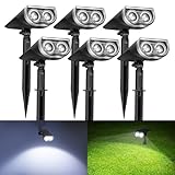 Consciot Solar Spotlights Outdoor, IP67 Waterproof Solar Spot Lights, 2-in-1 6500K Daylight Solar Spot Lights, Dusk-to-Dawn Landscape Spotlights for Gardens, Yards, Pathways, Auto On/Off, 6 Pack