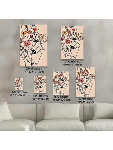 Impression sur toile bouquet bohème 21x30cm sans cadre fleurs colorées - 6