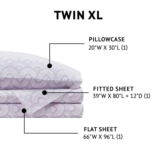 Image of Comfort Spaces 100% Cotton Percale Sheet Set Twin XL 3 Pcs, Tabitha Purple