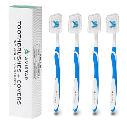 Brosse à dents poils moyens avec capuchon pour soins dentaires sains