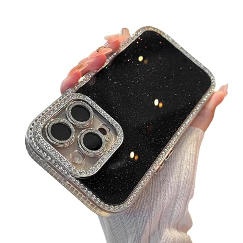 Defendcase New Double-Sided Diamond-Embedded Case per iPhone Solid Color Anti-Drop All-Inclusive Phone Case per Pro Max per 16Pro Black