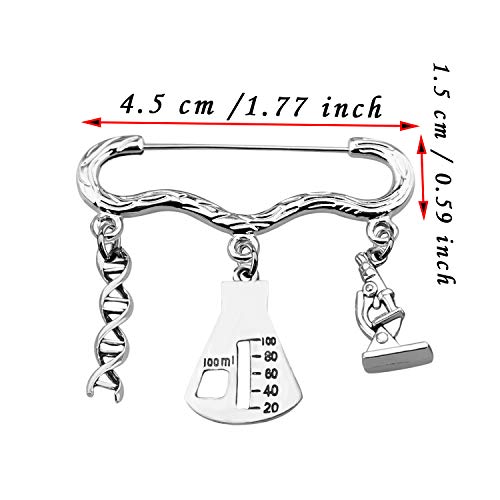 CHOORO Scientific Gife Researchability Gife Microscope and DNA Helix Plus Conical Flask Brooch Gife for Laboratory Technologist/Science Student (DNA Brooch)