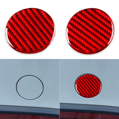 NVCNX Real Premium Carbon Fiber Compatible with Tesla New Model 3 Highland 2024 2025 Accessories Car Front Rear Bumper Tow Hook Hole Trailer Hitch Cover Exterior Trim Red 2PCs