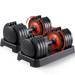 SKOK 25/55 lbs Pair Adjustable Dumbbells Set, Adjustable Weights Dumbbells Set for Men and Women with Anti-Slip Fast Adjust Weight by Turning Handle,Black Dumbbell with Tray