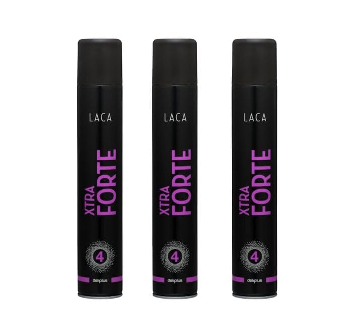Dliplus Laca Xtra Forte Fijación 4, Spray 400 ml, Fijación Fuerte y Duradera, Todo Tipo de Cabello, Pack de 3