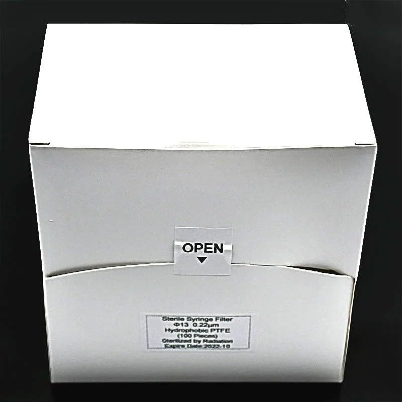 Filtro de jeringa de laboratorio, Filtro de jeringa hidrofóbico PTFE 13 mm 0,22 um ácido 100 unidades