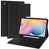 Tastatur Hülle für Samsung Galaxy Tab S6 Lite 10.4 2020 (SM-P610/P615), Keyboard Case mit Stifthalter und Magnetisch Abnehmbarer Deutscher Tastatur, Auto Sleep/Wake