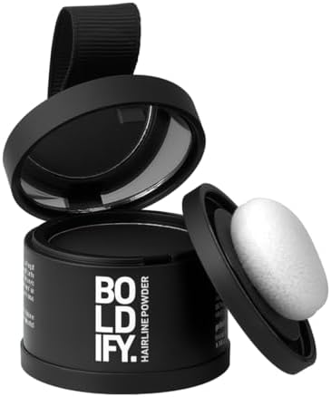 Boldify Hairline Powder - Instantly Conceals Hair Loss, Root Touch Up, Toppers for Women & Men, Cover Up, Stain-Proof 48 Hour Formula - Black, 0.04 Kg