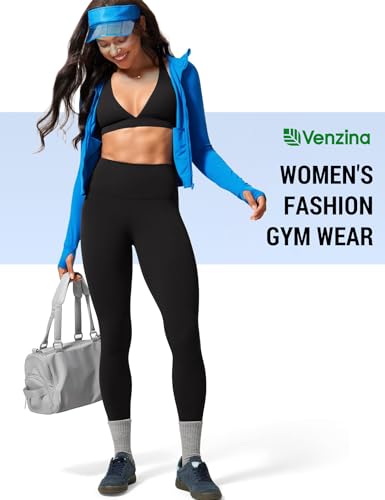 Image of Venzina High Waist Tummy Control Yoga Pants for Women - Super Soft Squat Proof Leggings with 4- Way Stretch for Gym, Running, Yoga & Daily Casual Wear