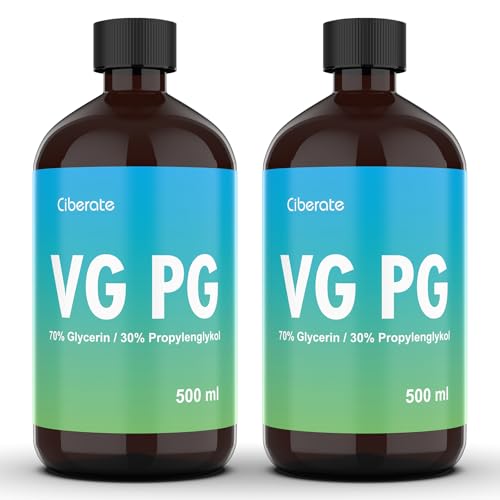 Ciberate 2 x 500ml 70% VG Glycerin / 30% PG Propylenglykol - Vegan Pflanzlich Pharmazeutische Qualität Premium Hochreines VG/PG-Gemisch 0% Zusatzstoffe