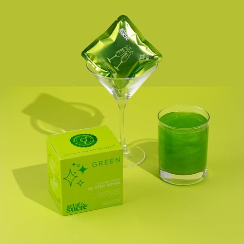 Image of Art of Sucre Green Cotton Drink Candy Glitter Bombs, Edible Glitter, Drop into Drinks, 4 Pieces