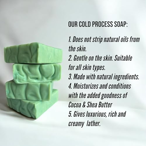 Image of KalKin's Aloe Bliss Handmade Cold Process Soap | Anti-inflammatory, antiseptic, nourishing, conditioning and soothes dry skin | 100% Natural with Cocoa and Shea Butter | Pack of 1 (122g) | Unscented
