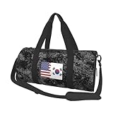 Korean American Half Flag Convertible Garment Bag with Shoulder Strap, Carry on Garment Duffel Bag for Men Women - Rolling Foldable for Travel Luggage Bags (Black)