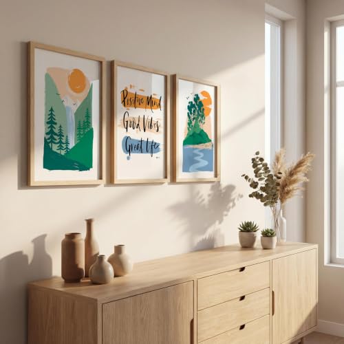 Image of NoWorries Minimalist mountains illustration art wall deocr paintings for wall decoration, Set of 3 Paintings for living room, bedroom and office (Theme-Minimalist) (Art-7, 10x13inch)