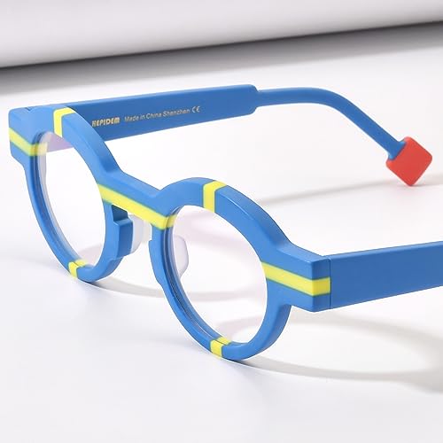 Image of HEPIDEM Multicolor Acetate Glasses Frame Women,Oversize Round Optical Eyeglasses