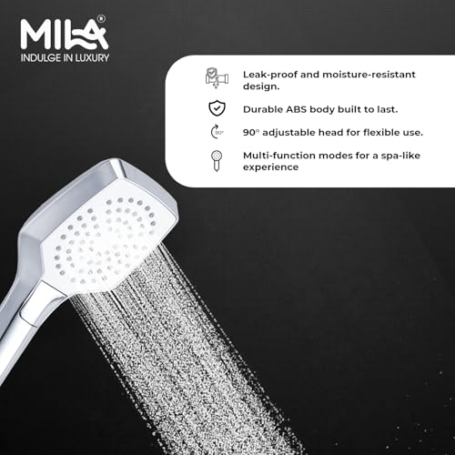 Image of Mila Vista 4-Function Hand Shower | Inner, 1st Outer, 1st & 2nd outer Spray & Full Spray Modes | Chrome Finish | Modern Design | Includes 1.5m Hose, Bracket & Installation Kit (96x92mm)