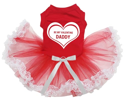 Robe pour chien Be My Valentine rouge et blanche taille S