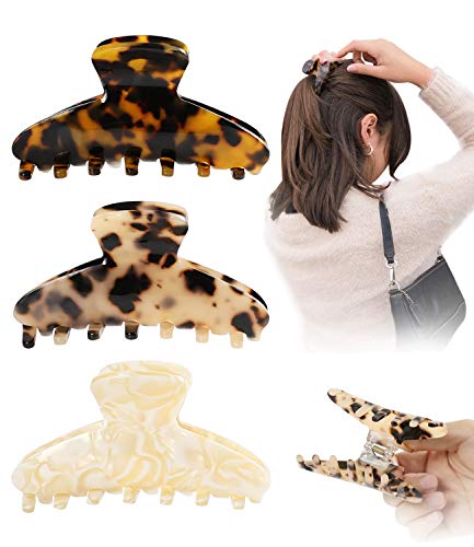 3PCS Hair Claw Banana Clips Tortoise Barrettes French Design Hair Jaw Leopard Print Large Fashion Hair Accessories for Women & Girls
