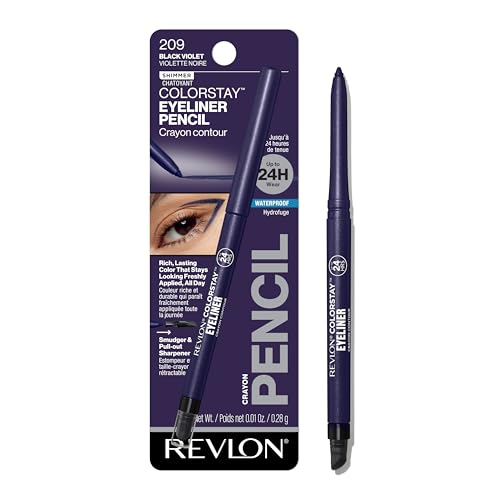 REVLON ColorStay Pencil Waterproof Eyeliner, Smudge-Proof, Eye Makeup with Built-In Sharpener, Stocking Stuffer for Women, 209 Black Violet, 0.01 oz