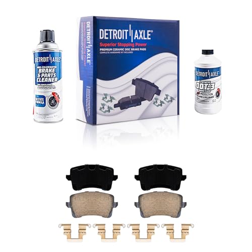 Image of Detroit Axle - Rear Ceramic Brake Pads with Hardware Set Replacement for 09-16 Audi A4, 09-17 Q5, 10-16 S4, 08-17 S5, 13-16 A5 Allroad, 10-14 A5, 08-17 A5 Quattro, 09-16 A4 Quattro
