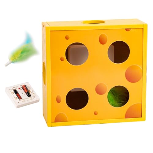 Caja interactiva de queso de plumas con laberinto de rotación para gatos 8