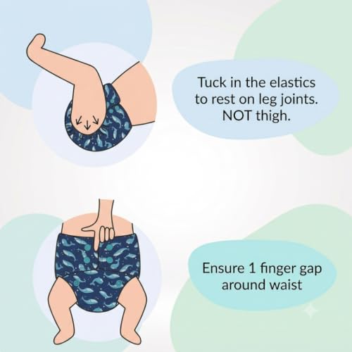 Image of Little Pea Adjustable Cloth Diaper for Babies (3 Months-3 Years) | Leak-Proof, Washable & Reusable | Includes 1 Diaper + 1 Absorbent Pad | Free Size (5-18 kg) | Pack of 1