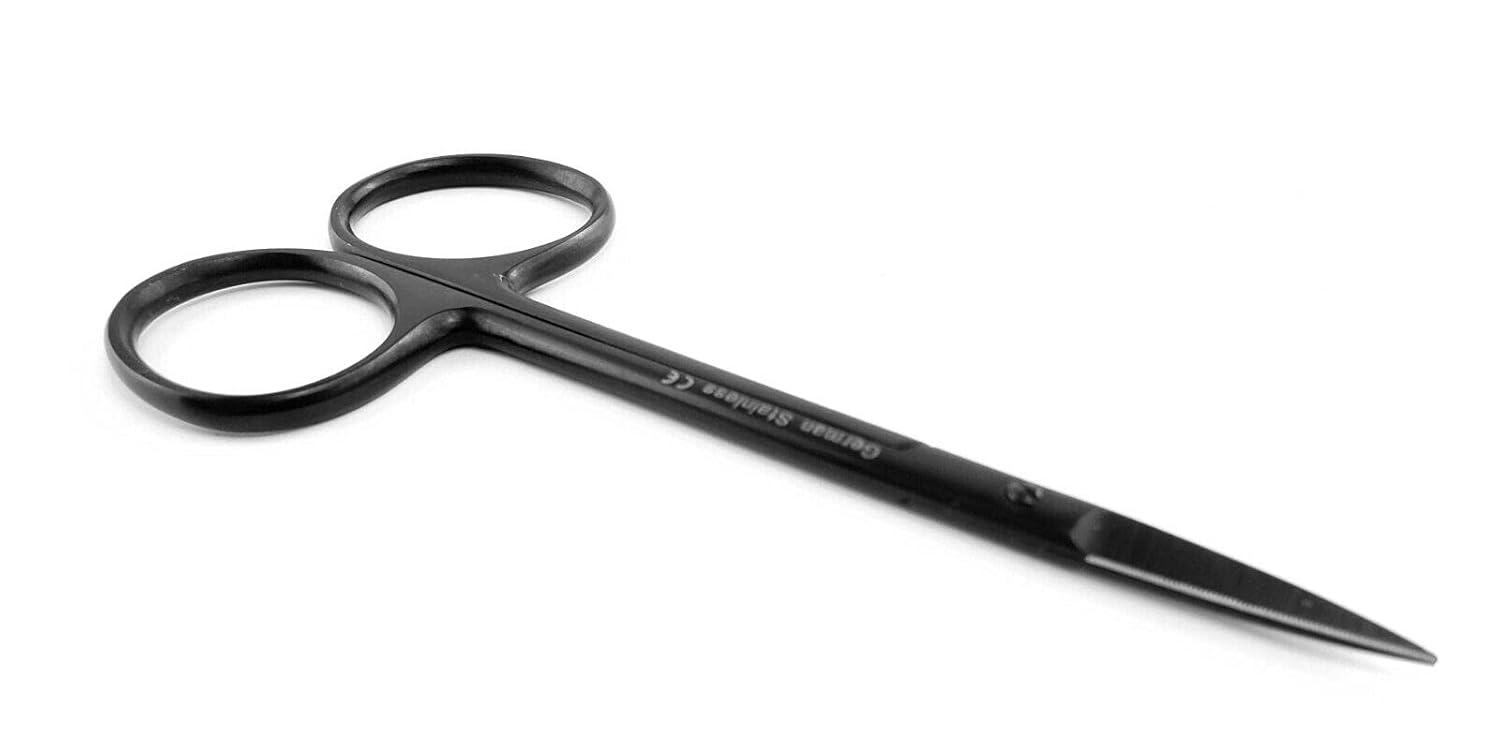 SurgiMac Iris Scissors – Curved Black Series Scissors – Sharp Dissection Scissors – Precision Scissors with a Non-Slip Grip – Sharp Metal Scissors – Dental Instruments–Dental Supplies – Lab Supplies