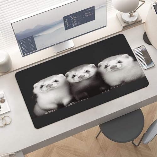 Tapete para escritorio Ferrets grande antideslizante miniatura 6