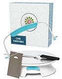 ForeverSmooth Cake Turntable Stand- Sturdiest Rotating Cake Leveler & Slicer. Decorating Supplies Kit w/Offset Spatula Set, Icing Bench Scraper, Cake Boards. 12 Inch White Spinner Baking Accessories