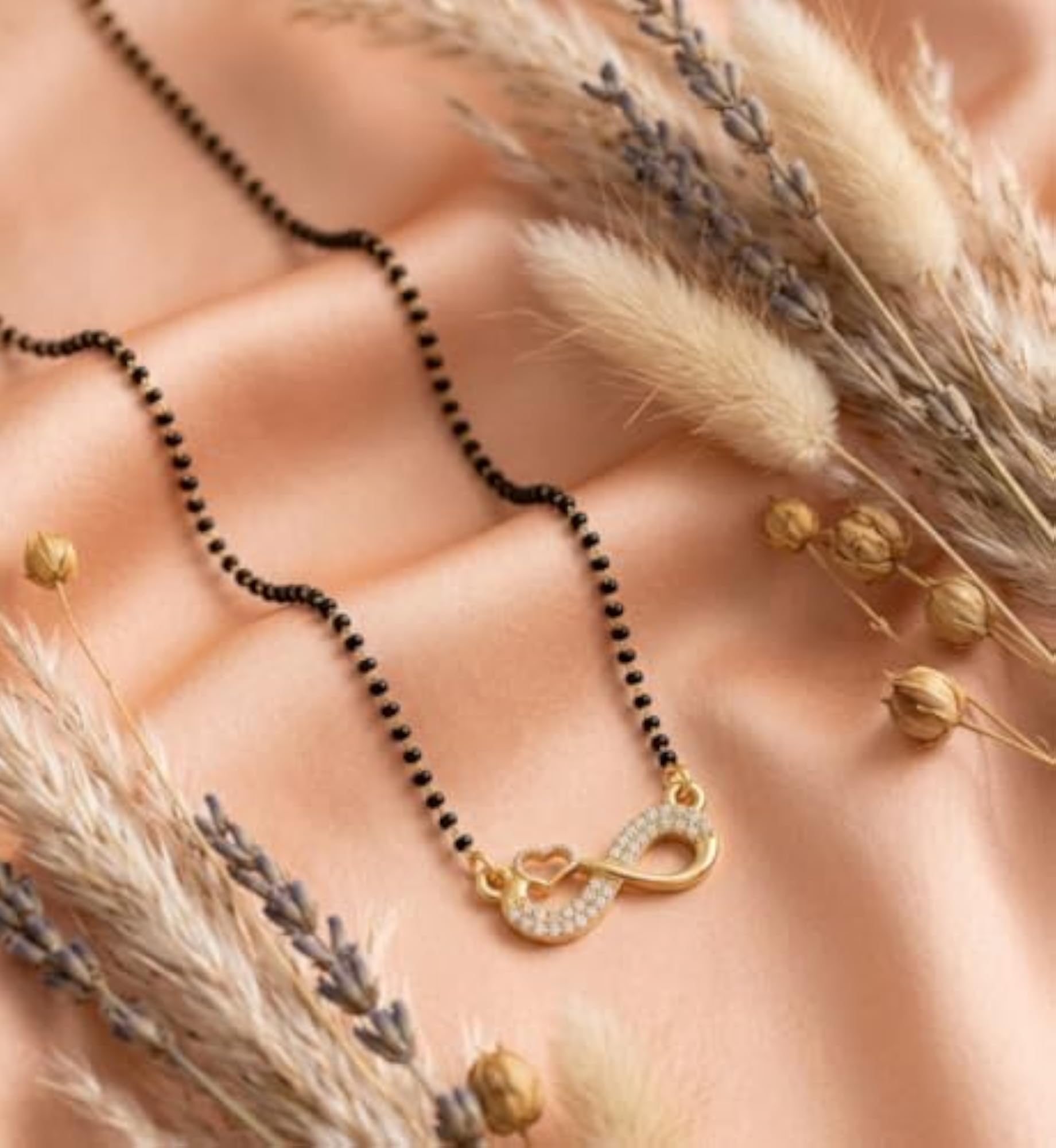 Gold-Plated Infinity & Pendant Mangalsutra with Beads Chain