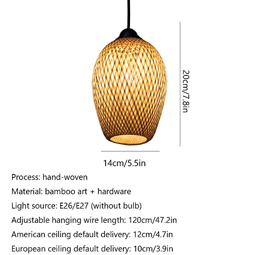 Lámpara de techo de bambú para iluminar pasillos oscuros con mimbre hecho a mano 8